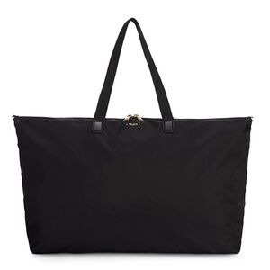 Tumi Voyageur “Just In Case” tote in black with gold hardware